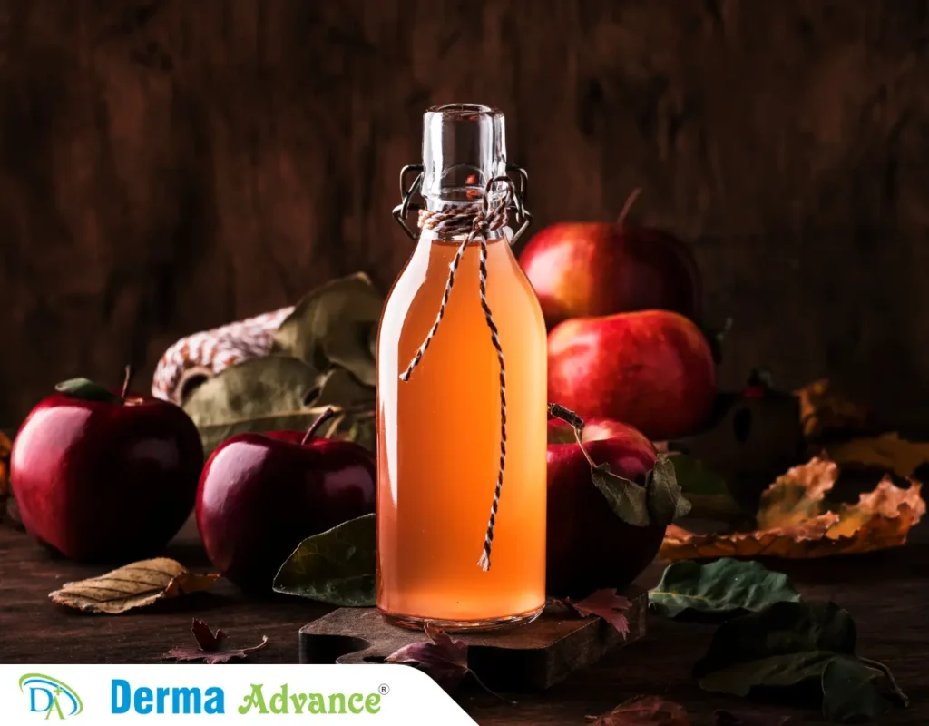 Image of a bottle of  Apple Cider which can an be used as a Natural Home Remedy For Pigmentation.